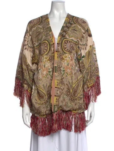 Pre-owned Etro Paisley Print V-neck Sweater In Neutrals