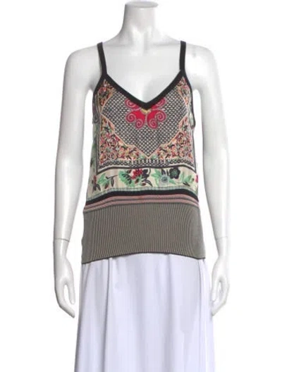 Pre-owned Etro Paisley Print V-neck Top In Black