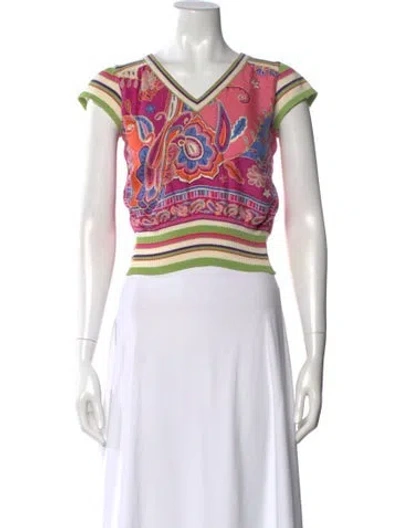 Pre-owned Etro Paisley Print V-neck Top In Multi