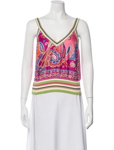 Pre-owned Etro Paisley Print V-neck Top In Pink