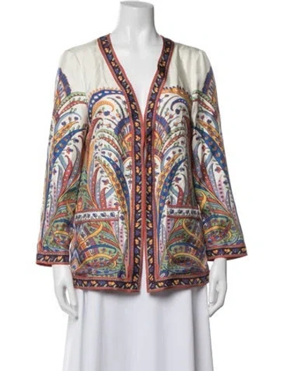 Pre-owned Etro Paisley Print V-neck Top W/ Tags In Black