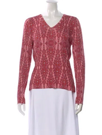 Pre-owned Etro Paisley Print V-neck Top W/ Tags In Pink