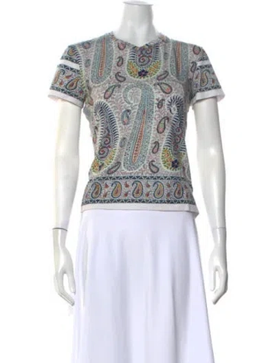 Pre-owned Etro Paisley Print V-neck T-shirt In Neutrals