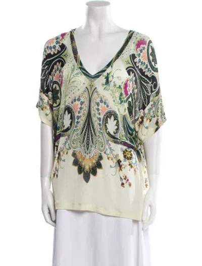 Pre-owned Etro Paisley Print V-neck Tunic In Neutral