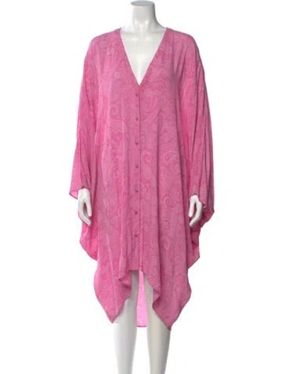 Pre-owned Etro Paisley Print V-neck Tunic In Pink