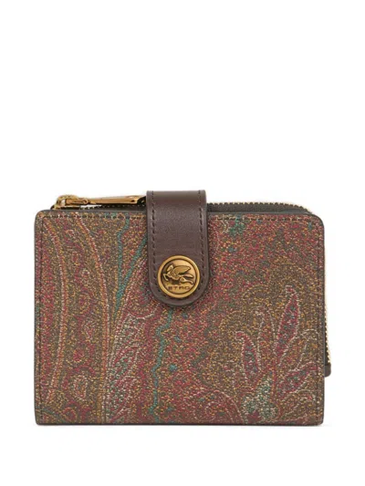 Etro Paisley-print Wallet In Brown