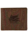 Etro Wallet In Coated Cotton With Embroidered Logo In Multicolour