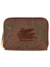 Etro Paisley Jacquard Zip Wallet In Red