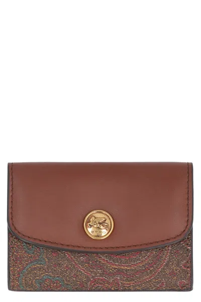 Etro Paisley Print Wallet In Saddle Brown