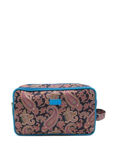 Etro Paisley-print Wash Bag In Brown