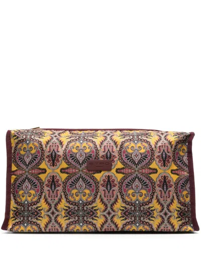 Etro Paisley-print Wash Bag In Yellow