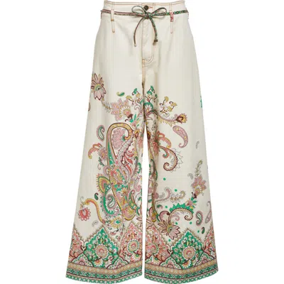 Etro Paisley Print Wide-leg Pants In Multicolour