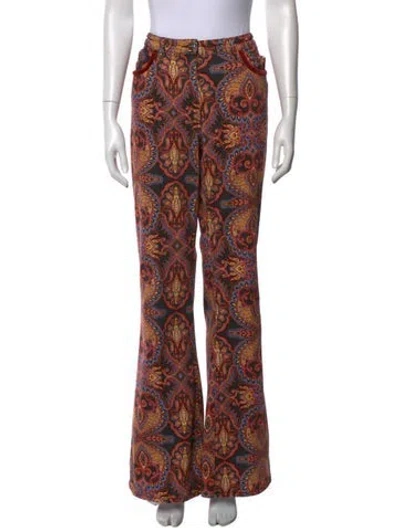 Pre-owned Etro Paisley Print Wide Leg Pants In Black