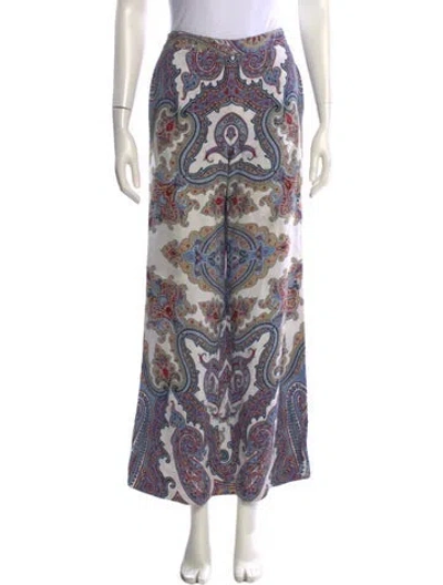 Pre-owned Etro Paisley Print Wide Leg Pants In Blue