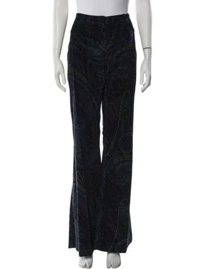 Pre-owned Etro Paisley Print Wide Leg Pants In Blue