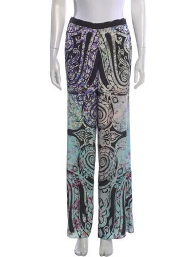 Pre-owned Etro Paisley Print Wide Leg Pants In Blue
