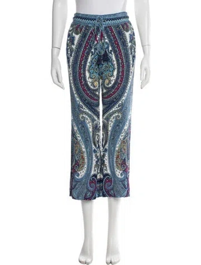 Pre-owned Etro Paisley Print Wide Leg Pants In Blue