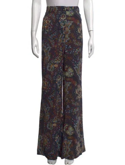Pre-owned Etro Paisley Print Wide Leg Pants In Blue