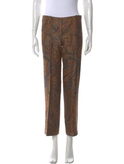 Pre-owned Etro Paisley Print Wide Leg Pants In Brown