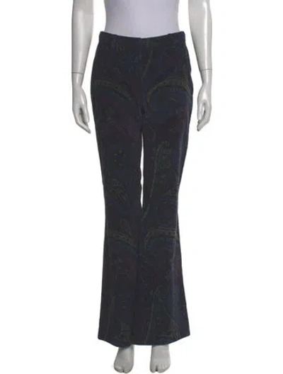 Pre-owned Etro Paisley Print Wide Leg Pants In Gray