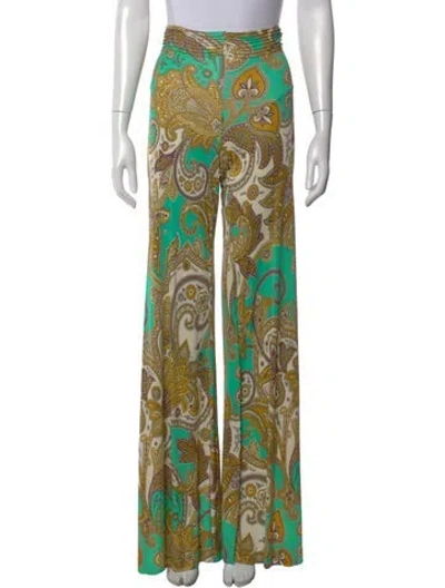Pre-owned Etro Paisley Print Wide Leg Pants In Green