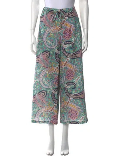 Pre-owned Etro Paisley Print Wide Leg Pants In Green