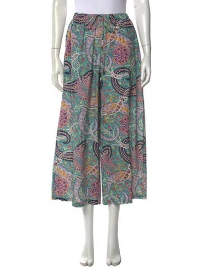 Pre-owned Etro Paisley Print Wide Leg Pants In Green