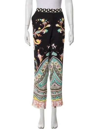 Pre-owned Etro Paisley Print Wide Leg Pants In Green