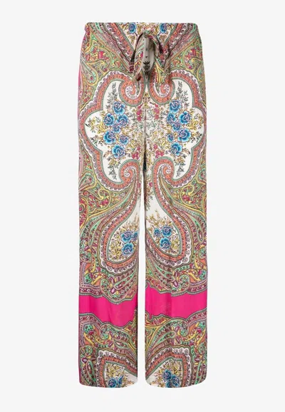 Etro Paisley Print Wide-leg Pants In Multicolor