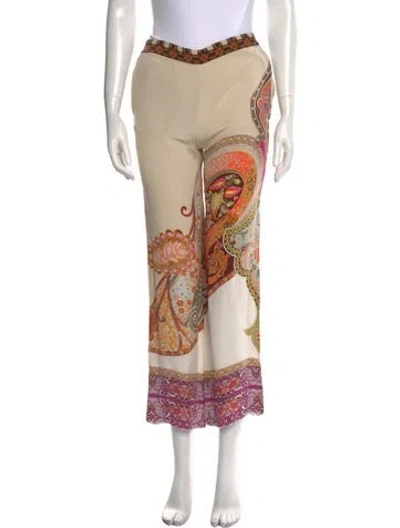 Pre-owned Etro Paisley Print Wide Leg Pants In Neutral