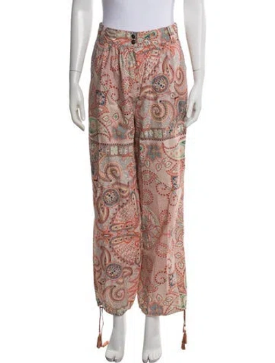 Pre-owned Etro Paisley Print Wide Leg Pants In Orange