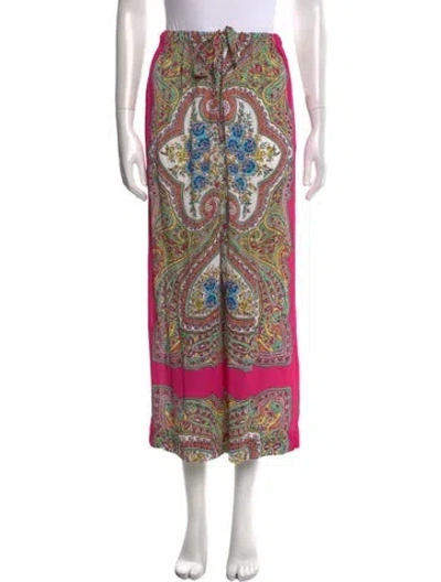 Pre-owned Etro Paisley Print Wide Leg Pants In Pink