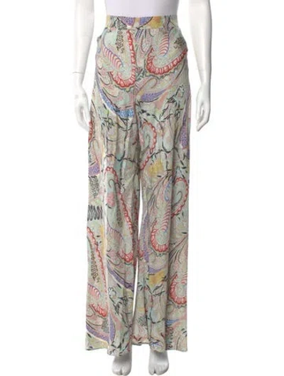 Pre-owned Etro Paisley Print Wide Leg Pants In Pink