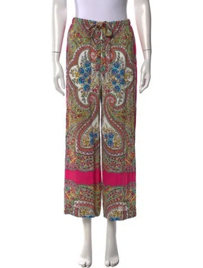 Pre-owned Etro Paisley Print Wide Leg Pants In Pink