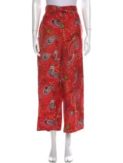Pre-owned Etro Paisley Print Wide Leg Pants In Red