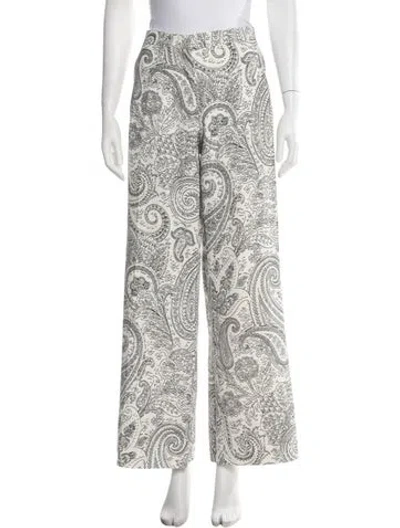 Pre-owned Etro Paisley Print Wide Leg Pants In White