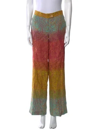Pre-owned Etro Paisley Print Wide Leg Pants In Yellow