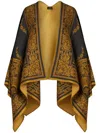 Etro Draped Trim Lightweight Ornate Capes Poncho In 黑色