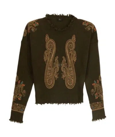 Etro Paisley-print Wool Jumper In Black