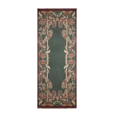 Etro Paisley-print Wool-silk Blend Scarf In Black