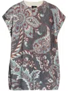 Etro Paisley-print Wool Top In Grey