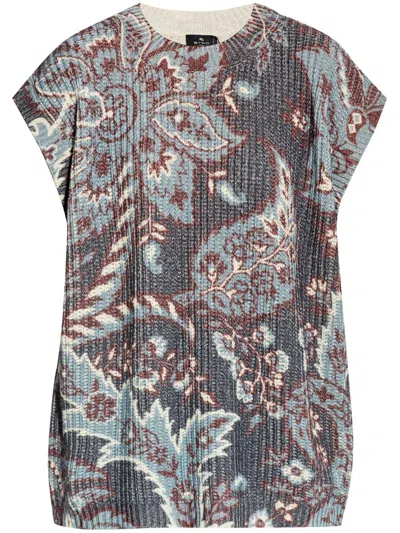 Etro Paisley-print Wool Top In Multi