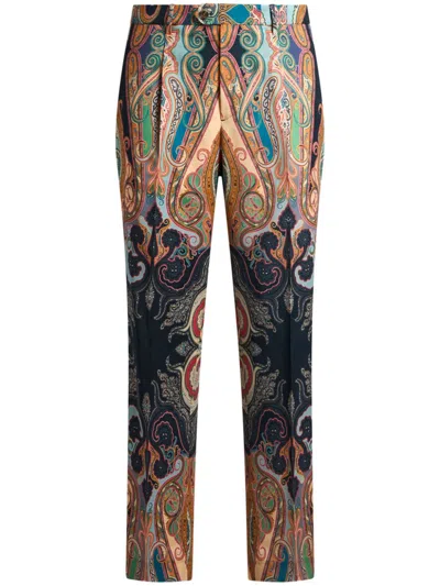 Etro Paisley Print Wool Trousers In Multicolor