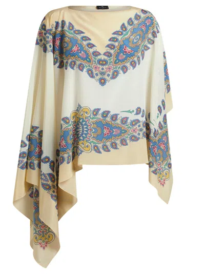 ETRO PAISLEY PRINTED ASYMMETRIC PONCHO