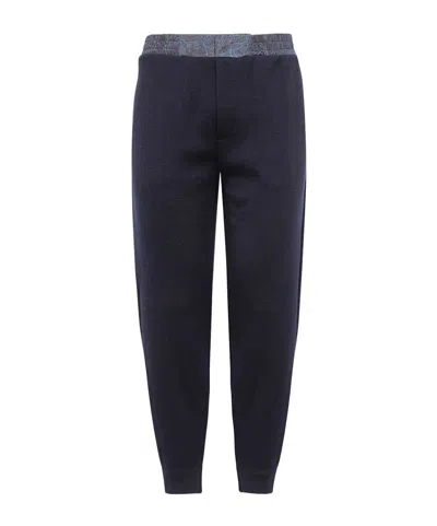 Etro Paisley Printed-band Tapered-leg Track Trousers In Black