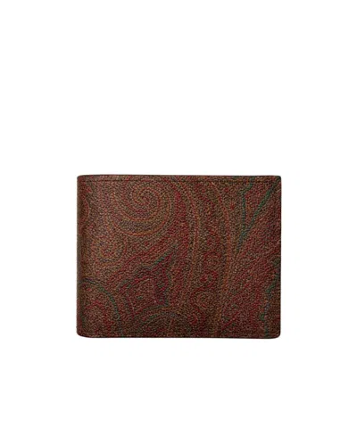 Etro Paisley Printed Bi-fold Wallet In Brown