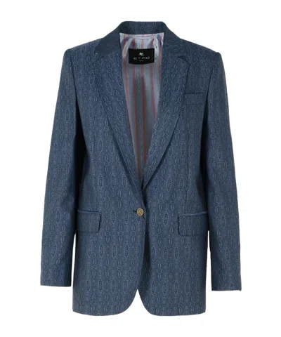 Etro Single-breasted Blazer In Blue