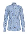 Etro Paisley-print Cotton Blend Shirt In Blue