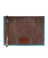 Etro Paisley Printed Clutch In Brown