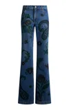 Etro Paisley Printed Denim Flared Jeans In Medium Wash